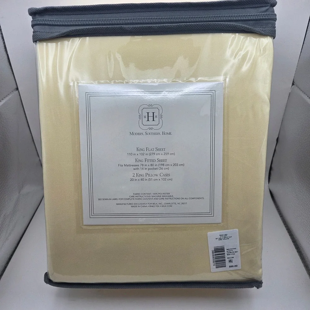 Modern Southern Home King Sheet Set Yellow Microfiber 4pc BK20-1265